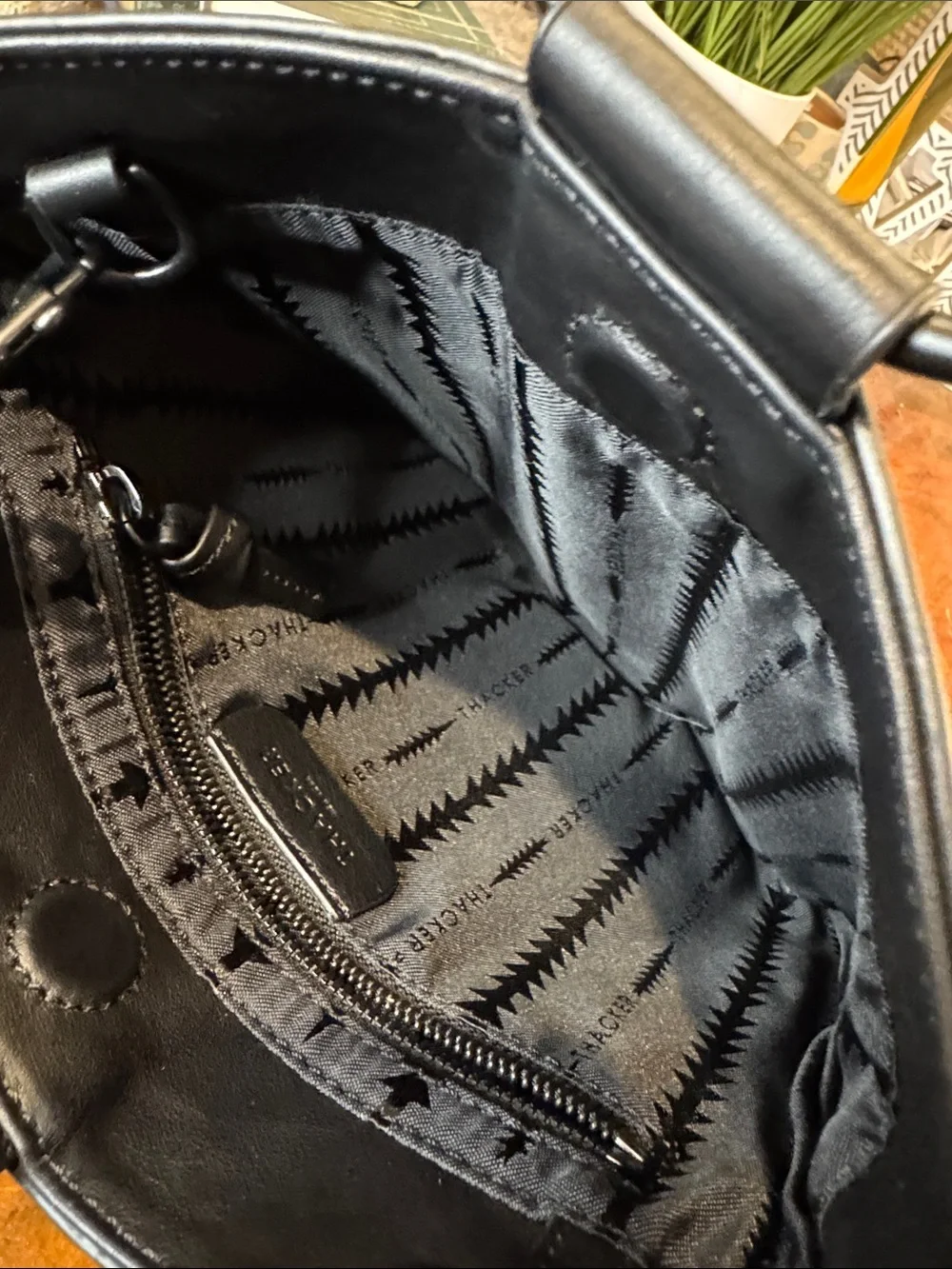 Thacker New York Tan and Black Stripe Crossbody Bag Clutch